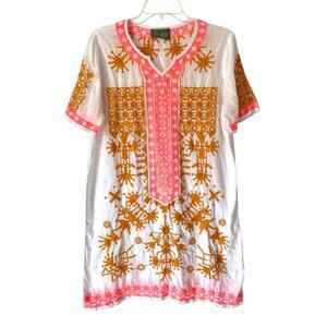 Basta Surf Embroidered Beach Swim Coverup size medium Neon Pink Yellow